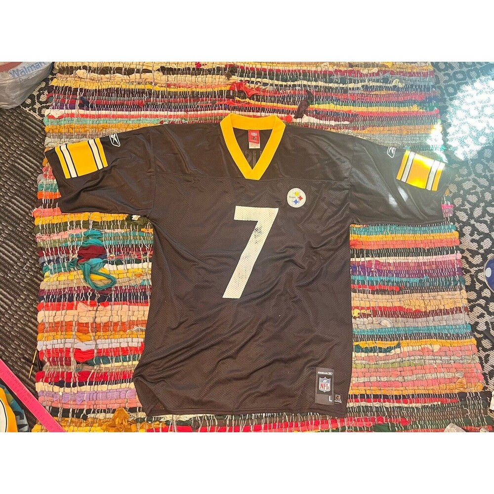 Reebok NFL Players Pittsburgh Steelers #7 Ben Roethlisberger Jersey Black Size L